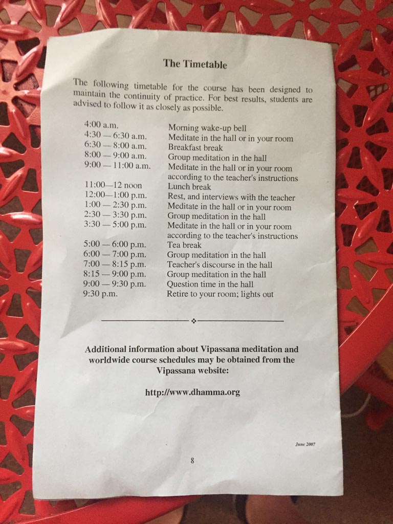 The schedule we followed almost every day