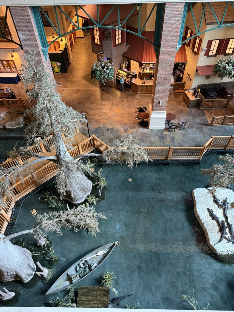 Paragon Casino Resort: More Than I Expected 5 The balcony view looking down into the atrium, with the gator exhibit below; not your average hotel room view
